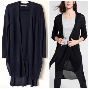 Athleta Kahala Mesh Black Knit Duster Cardigan